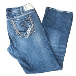 SILVER JEANS Women's Slightly Distressed Suki Mid Bootcut Jeans Size 33